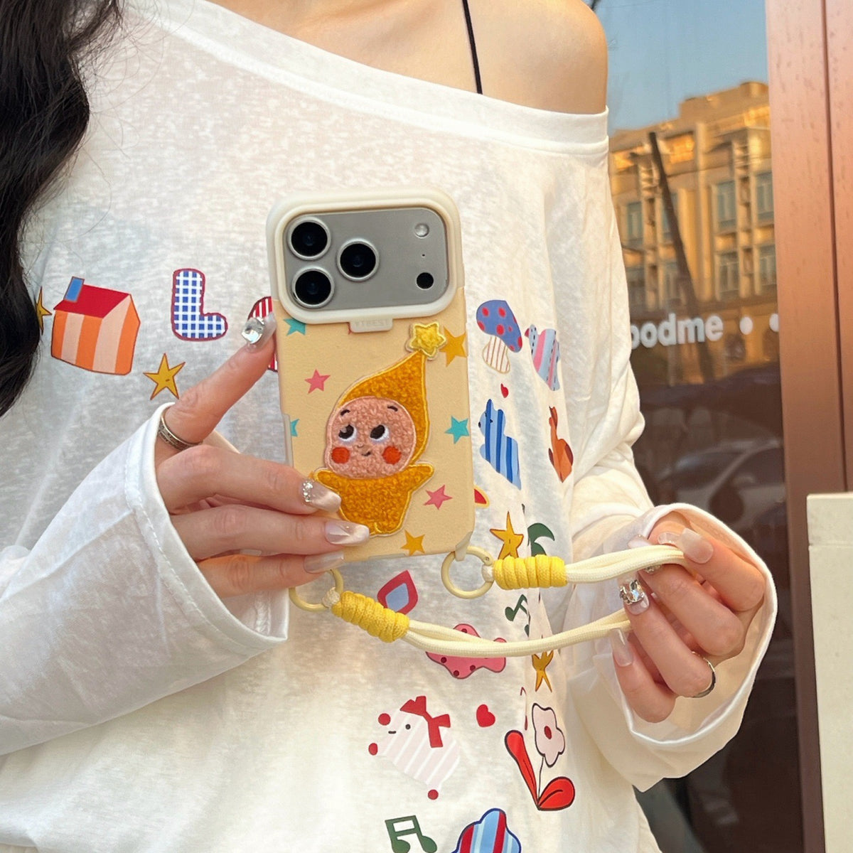 iPhone 3D Twinkle Twinkle Embroidery Case with Hand Strap