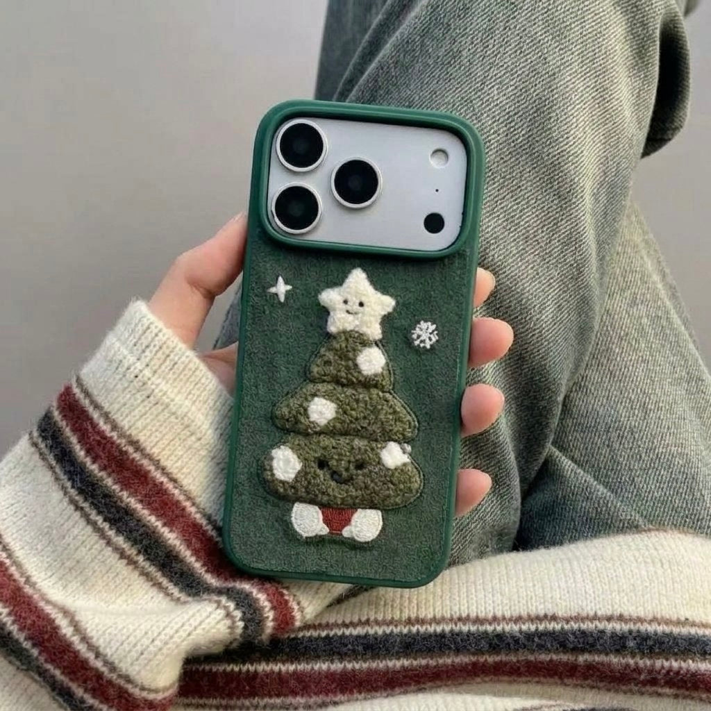 iPhone 3D Christmas Tree Embroidery Case