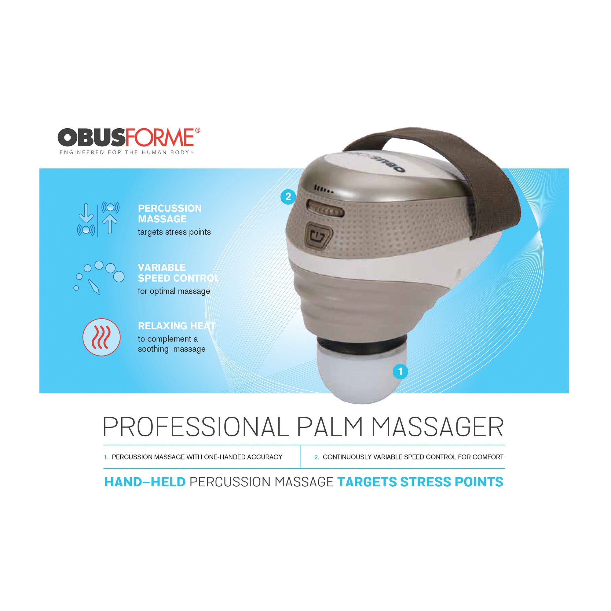 ObusForme Professional Grade Palm Massager with Heat - 15-07372