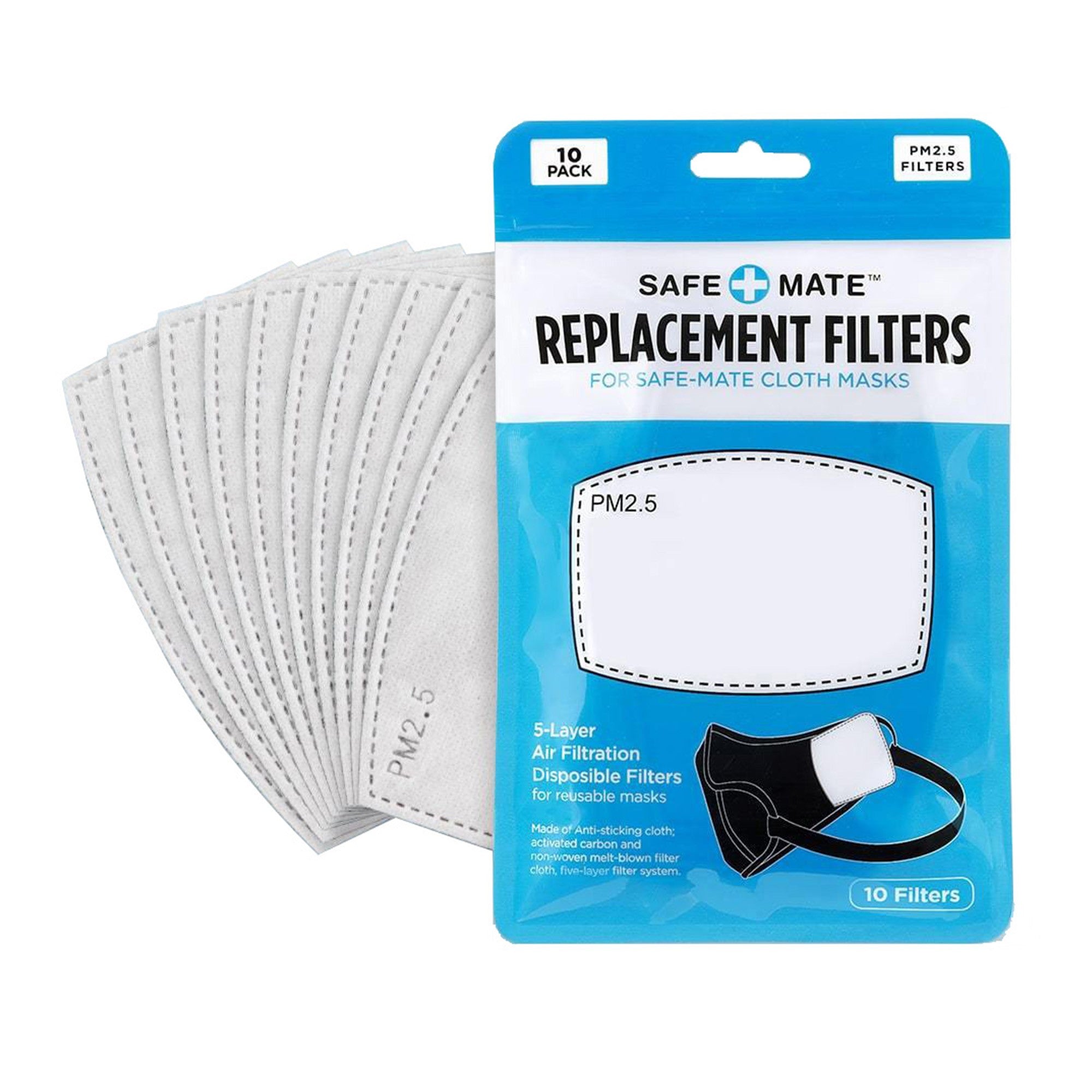 Safe+Mate Replacement Filters for Cloth Masks Kids Size - 10pk - 15-08035