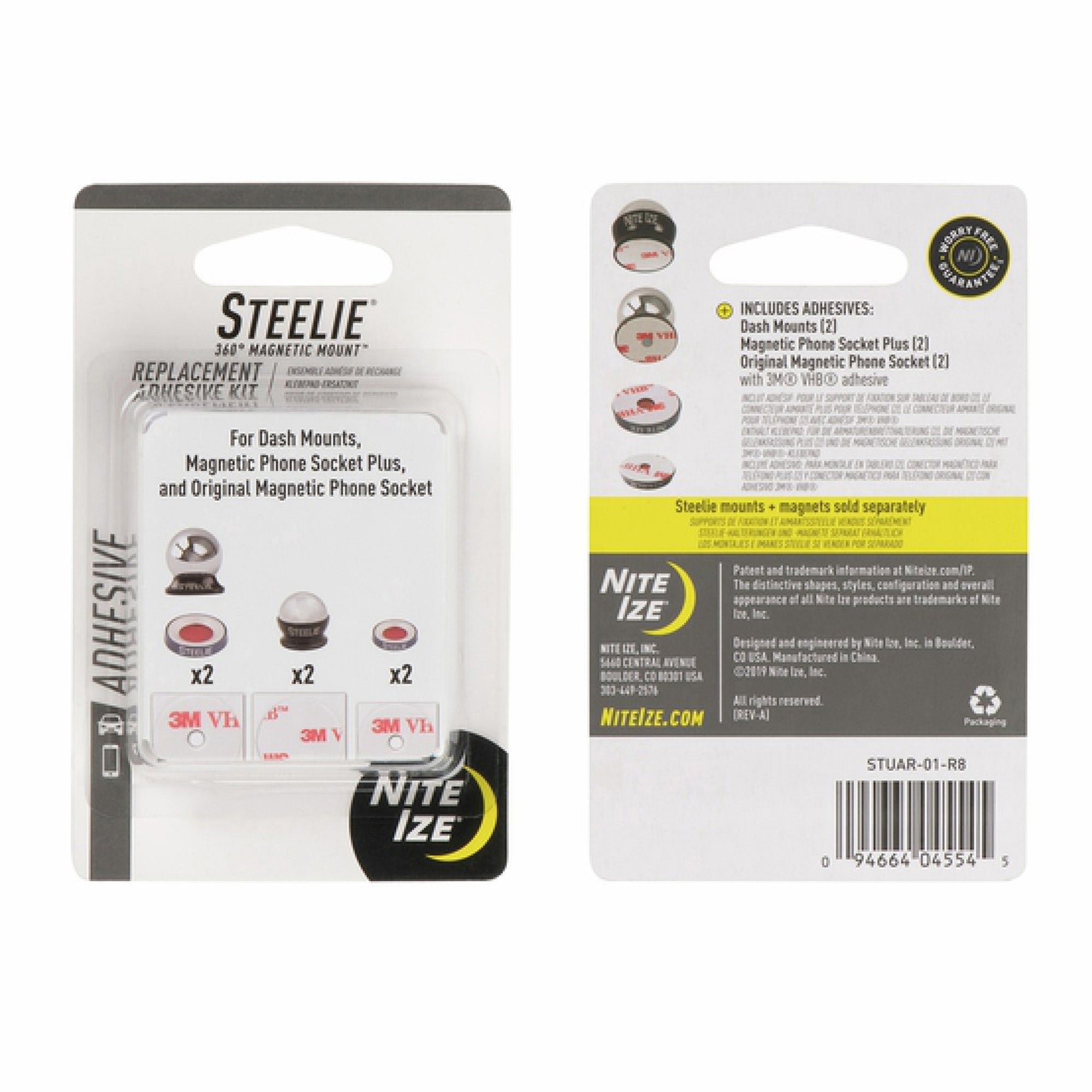 Nite Ize Steelie Replacement Adhesive Kit for Dash Mount + Phone Socket - 15-08349