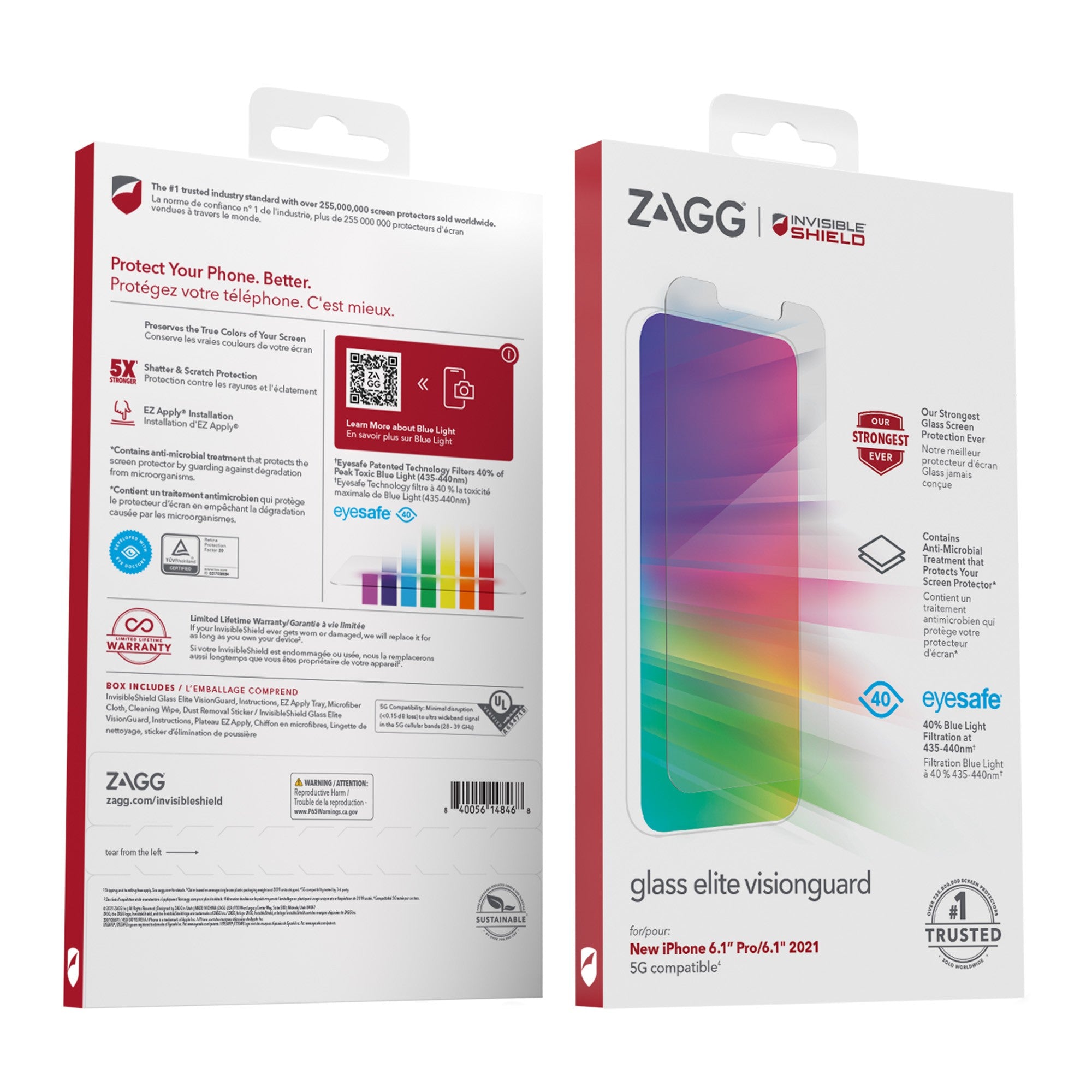 iPhone 14/13/13 Pro ZAGG InvisibleShield Glass Elite VisionGuard+ Screen Protector - 15-08877