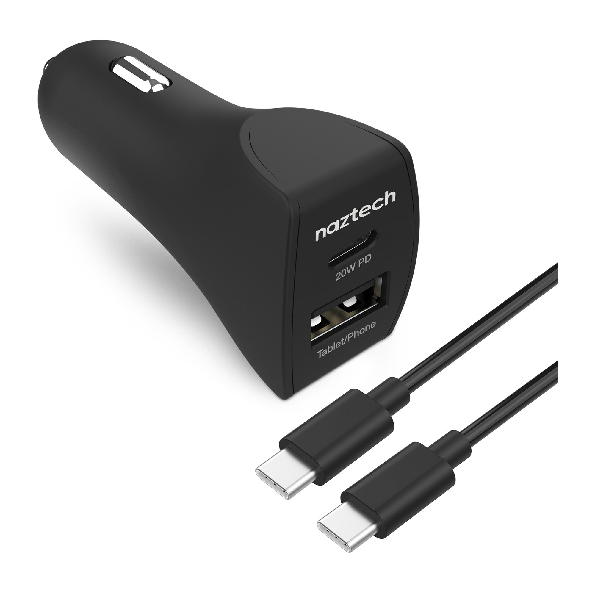 Naztech 20W USB-C PD & 12W USB-A Fast CLA Car Charger with USB-C to USB-C Cable - 15-09638