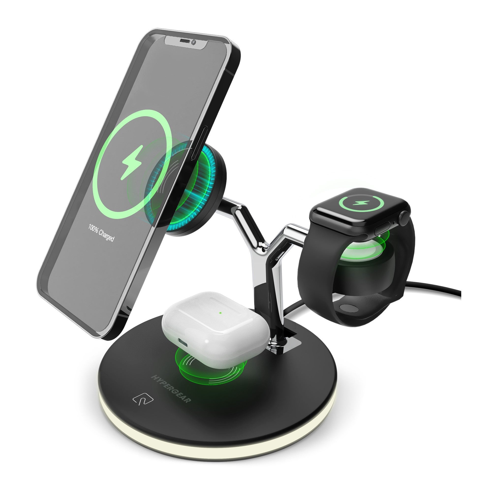 HyperGear 26W MaxCharge 3-in-1 Wireless Charging Stand Compatible with MagSafe - Black - 15-09954