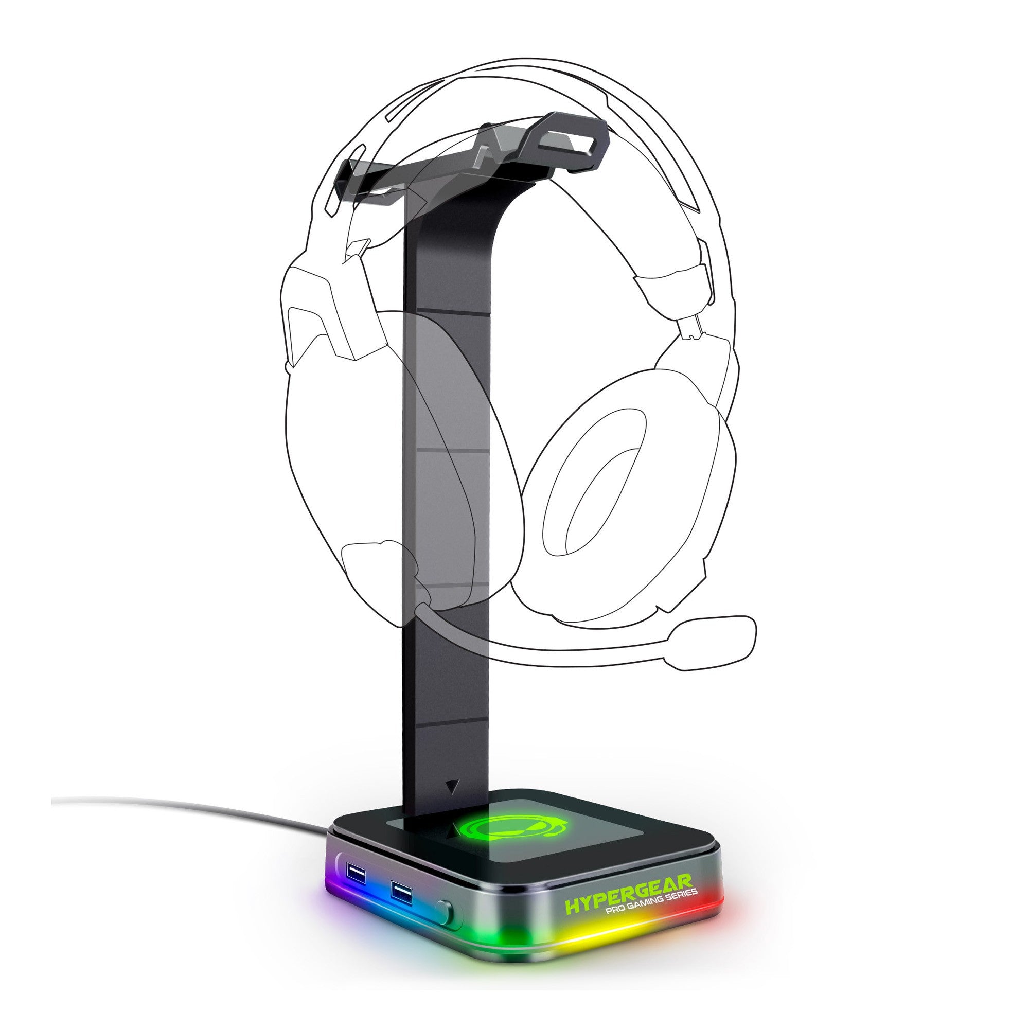 HyperGear RGB Command Station Headset Stand - Black - 15-10063
