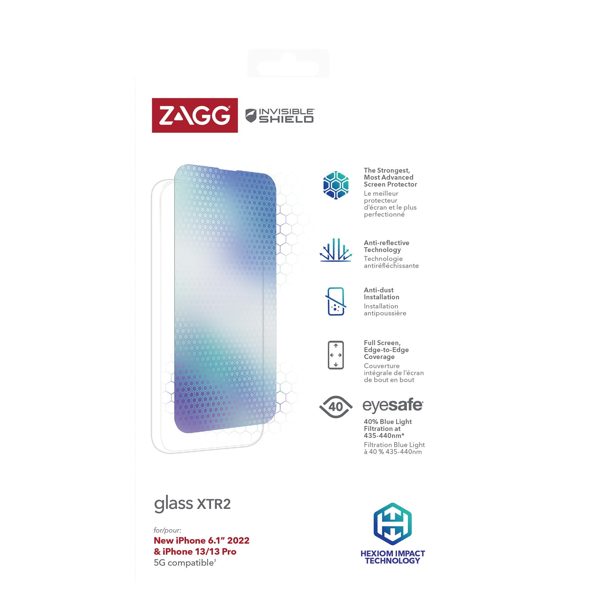 iPhone 14/13/13 Pro ZAGG InvisibleShield Glass XTR2 Screen Protector - 15-10497