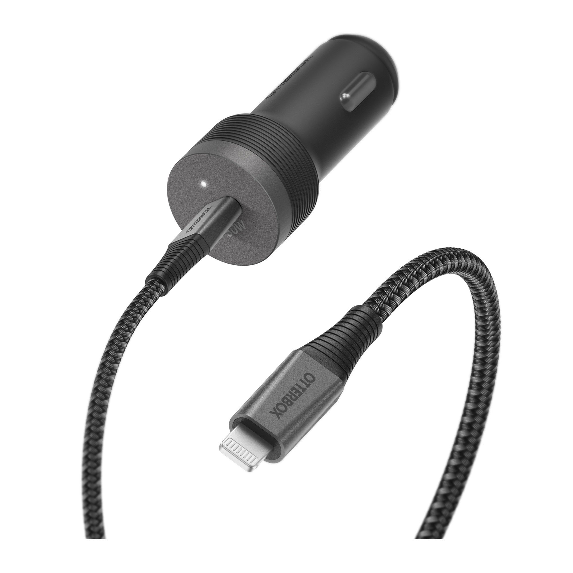 Otterbox 30W USB-C PD Premium Pro CLA Car Charger w/(200cm) USB-C to Lightning Braided Cable - Black - 15-10580