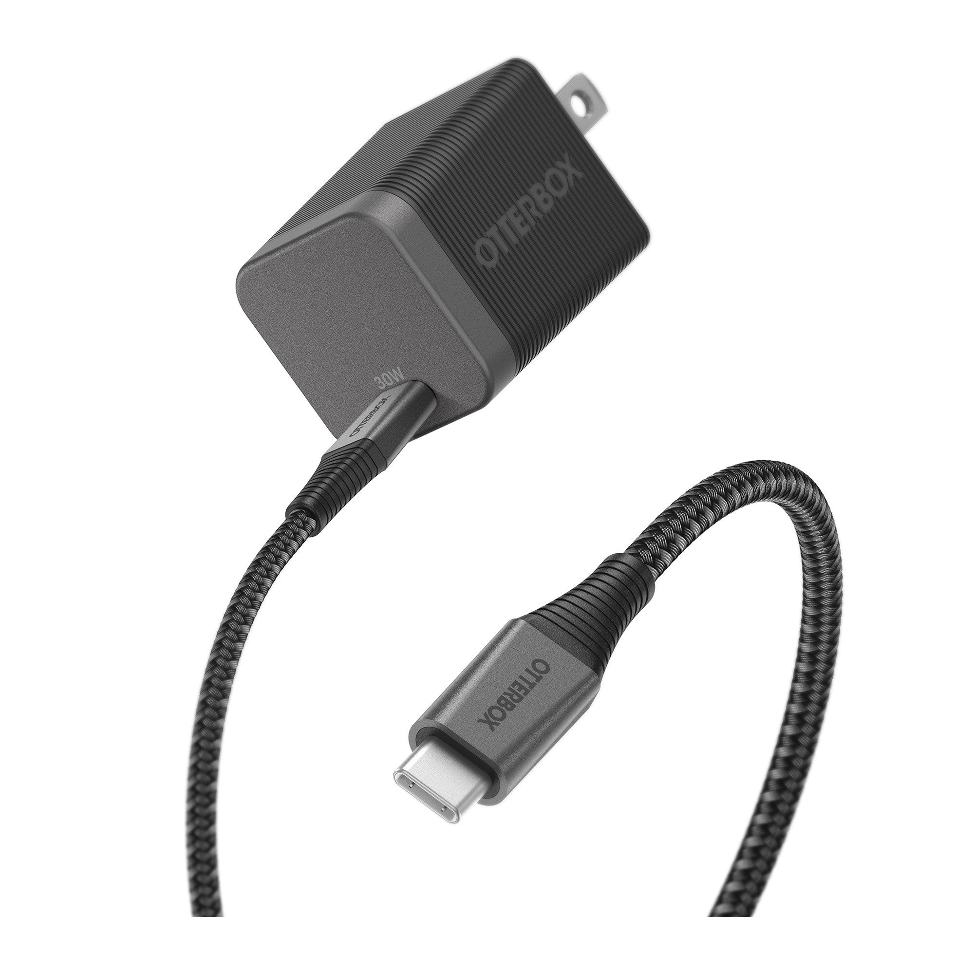 Otterbox 30W USB-C GAN Premium Pro Wall Charger w/(200cm) USB-C to Lightning Braided Cable - Black - 15-10586