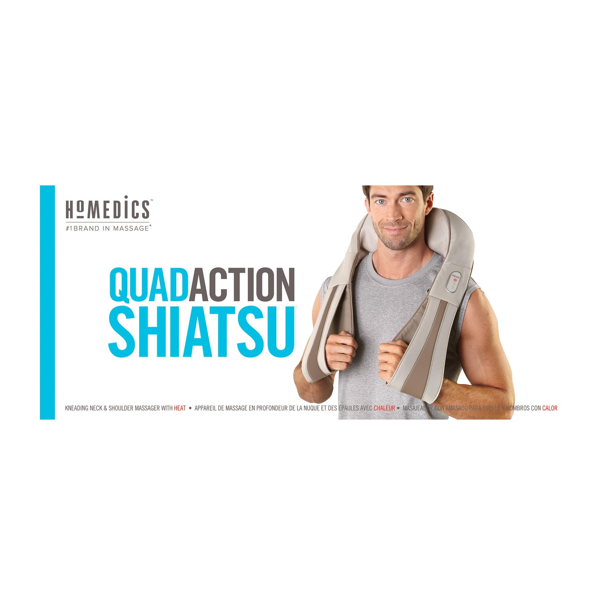 HoMedics Quad Action Shiatsu Kneading Neck & Shoulder Massager with Heat - 15-11125